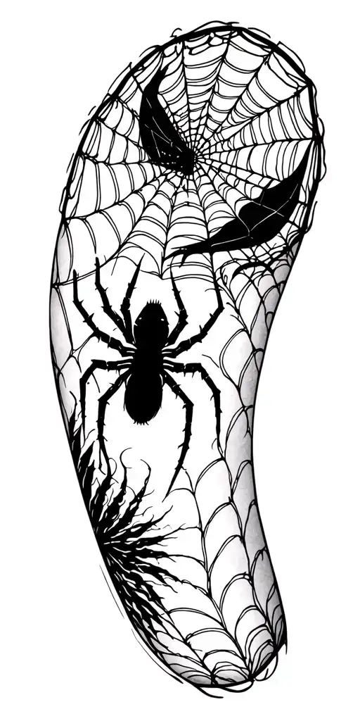 spider in the web on the shoulder and different options tattoo design idea