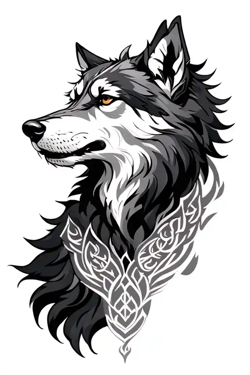 fenrir norse wolf calm tattoo design idea