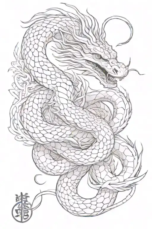 King Cobra and Chinese Dragon tattoo design idea