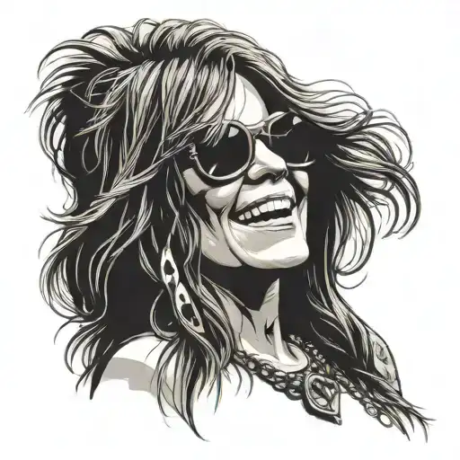 Janis Joplin in sunglasses tattoo design idea