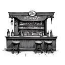 old bar scene inside tattoo design idea