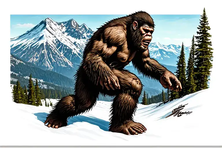 pikes peak big foot tattoo design idea