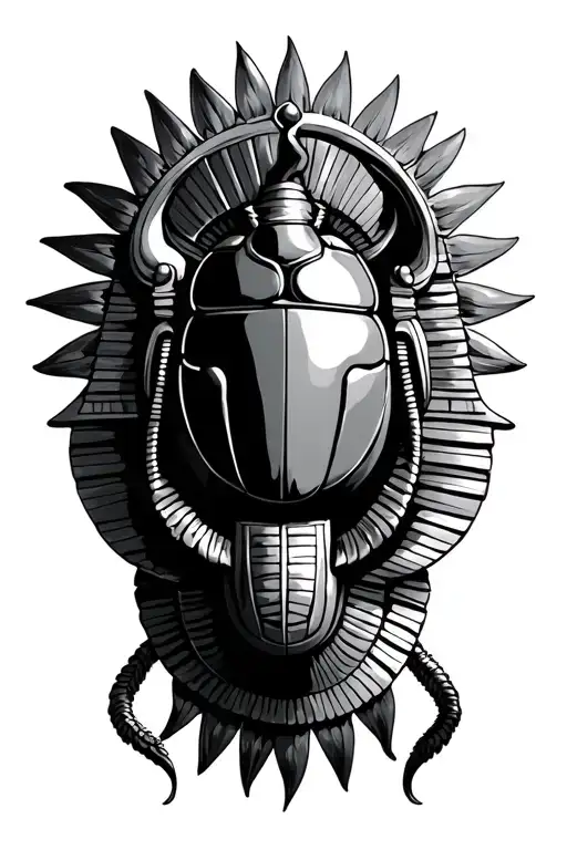 detailed Egyptian scarab holding the sun tattoo design idea