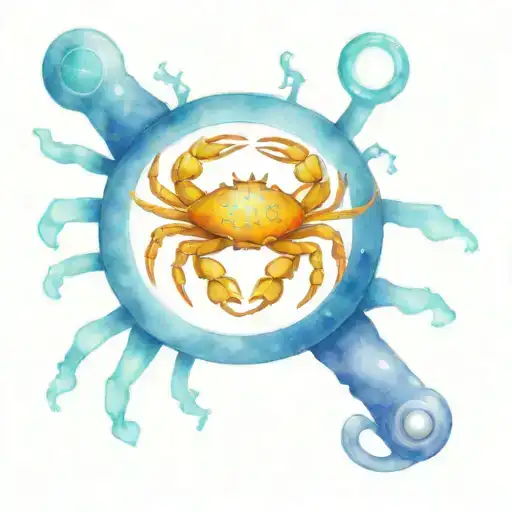 A neotraditional tattoo of a crab constellation representing the client's zodiac sign Cancer, with a stethoscope wrapped around it to symbolize their occupation as a nurse. tattoo design idea