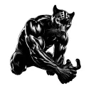 A dynamic composition featuring the Black Panther in a powerful gym pose, symbolizing strength and agility tattoo design idea