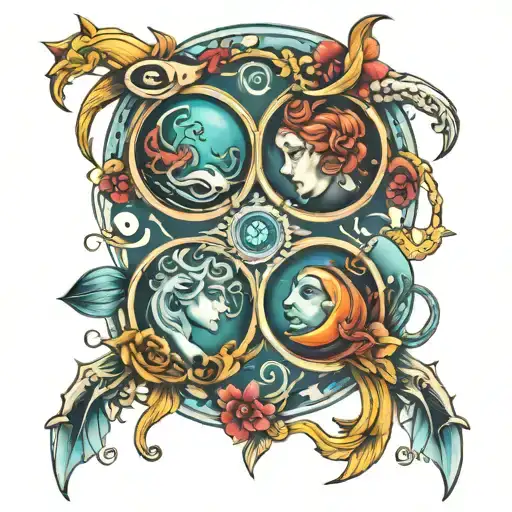 pisces and libra   tattoo design idea