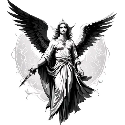 Angel magician tattoo design idea