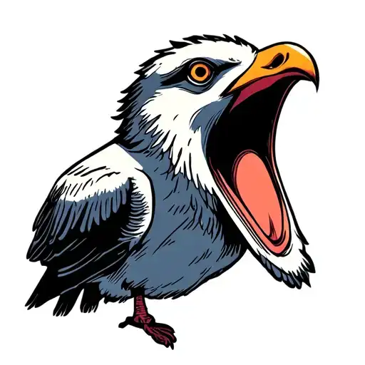 screaming seagull palm trees sunset tattoo design idea