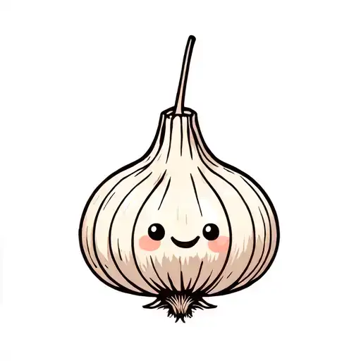 cute garlic with a smily face tattoo design idea