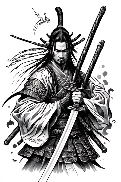 samurai con katana sword tattoo design idea
