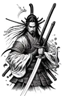 samurai con katana sword tattoo design idea