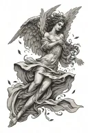 angel falling tattoo design idea