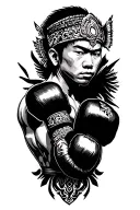 thai fighter surrounded tattoo design idea