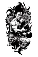 thai fighter surrounded tattoo design idea