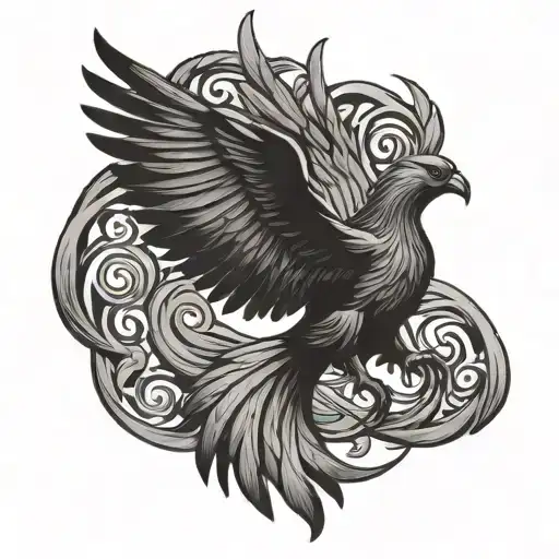phoenix with outstretched wings tattoo design idea