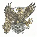 Viking eagle flying tattoo design idea