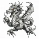 fierce dragon flying tattoo design idea