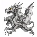 fierce dragon flying tattoo design idea