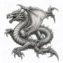 fierce dragon flying tattoo design idea