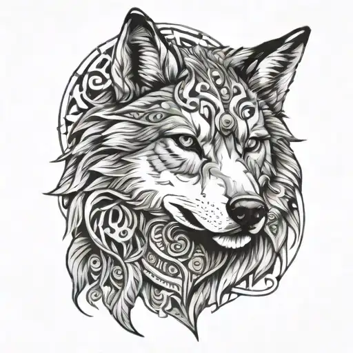 sigma wolf face tattoo design idea