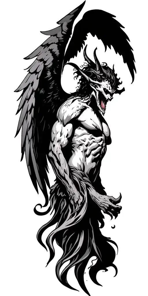 angel vs demon tattoo design idea