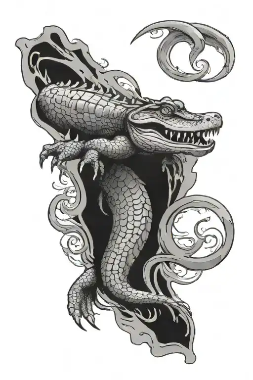 State of florida gator hurricane swirling tattoo design idea