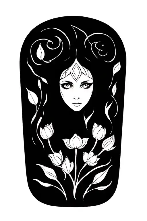 lilith hectate lotus sweet peas witches dark side tattoo design idea