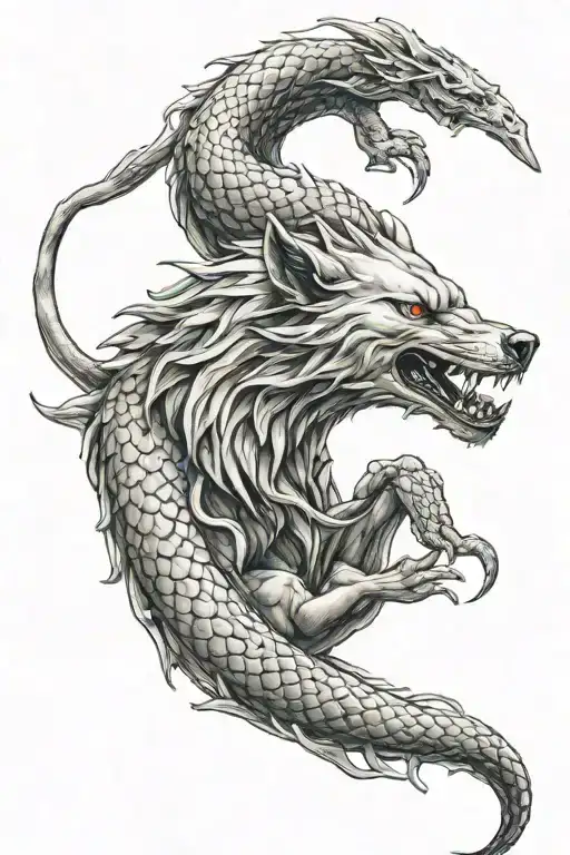 fenrir and snake tattoo tattoo design idea