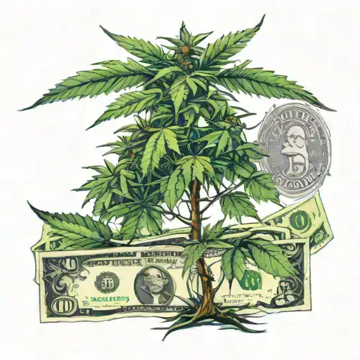 cannabis tree growing money tattoo design idea