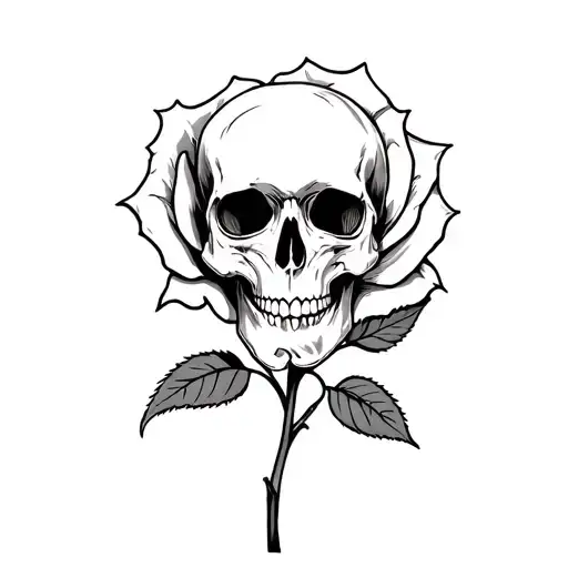 skull inside a rose , gothic tattoo tattoo design idea