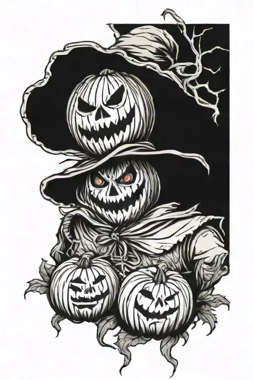 scarecrow pumpkin tattoo design idea