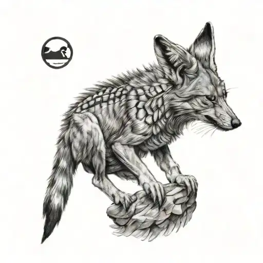 Egypt jackal sitting howling tattoo design idea