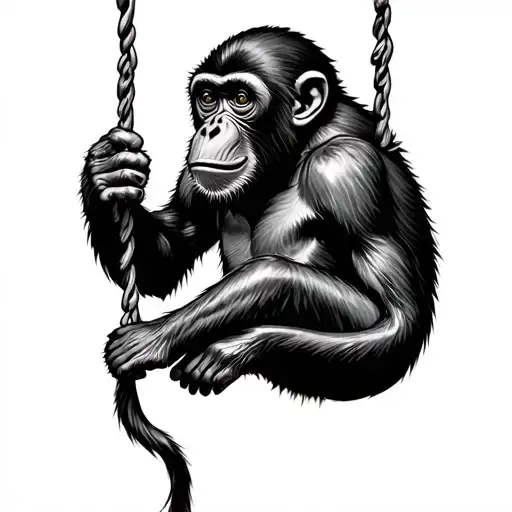monkey swinging tattoo design idea