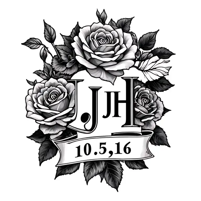 initials JJH and date 10.05.16 tattoo design idea
