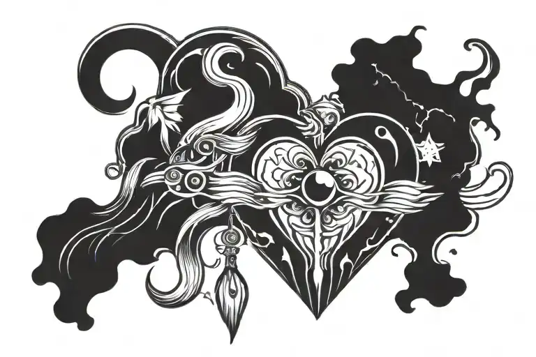 Quija Planet designed to look like a crying heart tattoo design idea