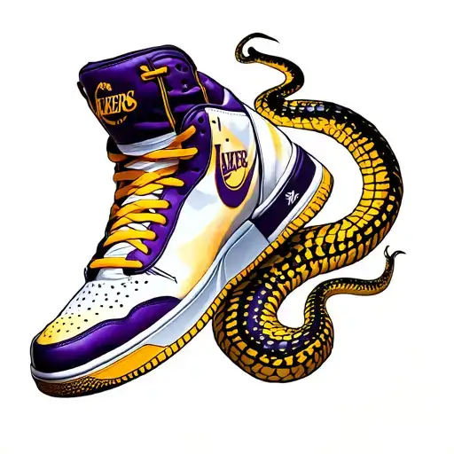 Kobe Bryant with his brand of sneakers and a cobra tattoo design idea
