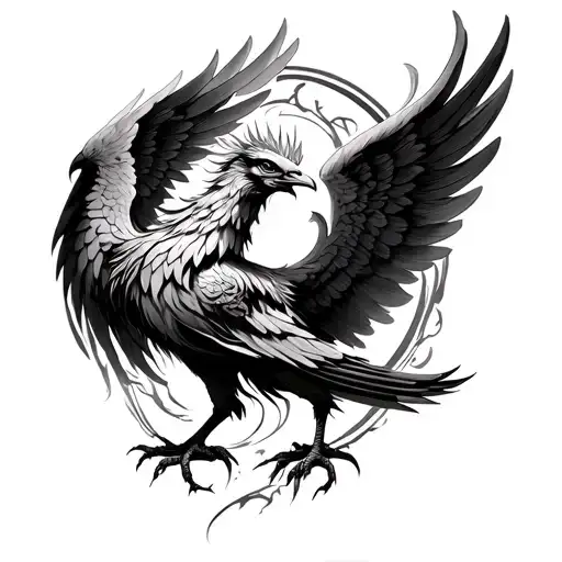 Phoenix samuri with angel wings made tattoo design idea