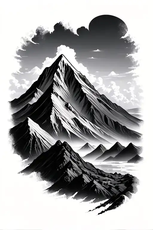 mount kilimanjaro and Taar volcano together tattoo design idea