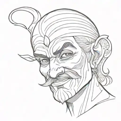 male genie face with a slight smile tattoo design tattoo design idea