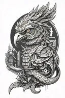 Cyberpunk Quetzal between wrist tattoo design idea