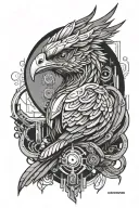 Cyberpunk Quetzal between wrist tattoo design idea