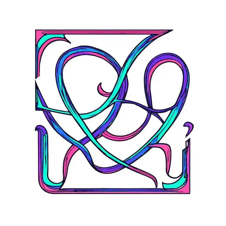 laminin blue teal purple pink from edge to edge ambigram Sammi Amber  tattoo design idea