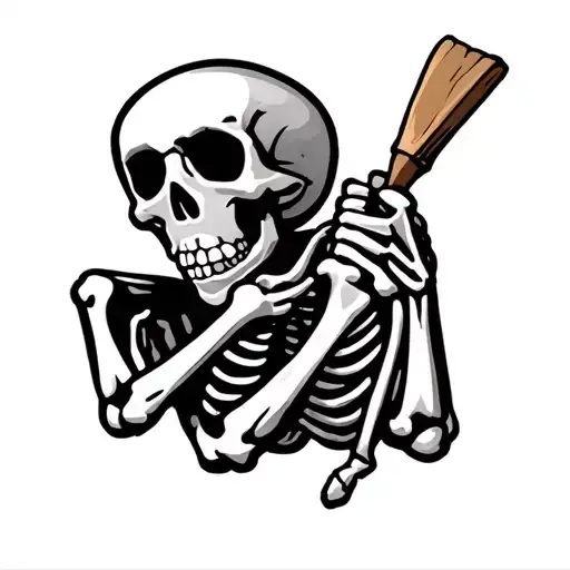 a cartoon skeleton painter tattoo design idea