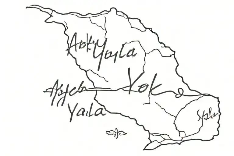 word 'Abya yala' written inside Latin America map tattoo design idea