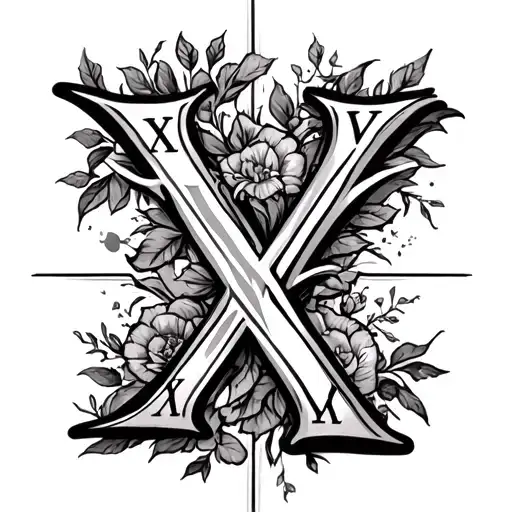 create a tattoo with the roman numerals xii xxii mmxiv and the letter x to commemorate ten year wedding anniversary tattoo design idea