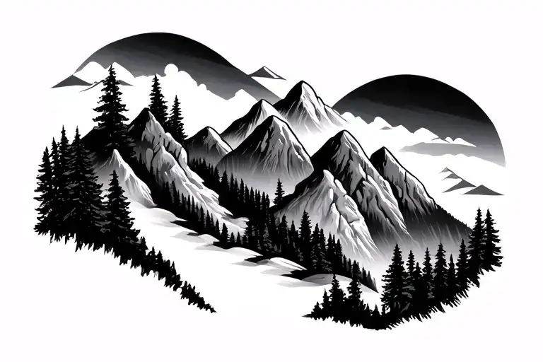 Appalachian mountains skyline tattoo design idea