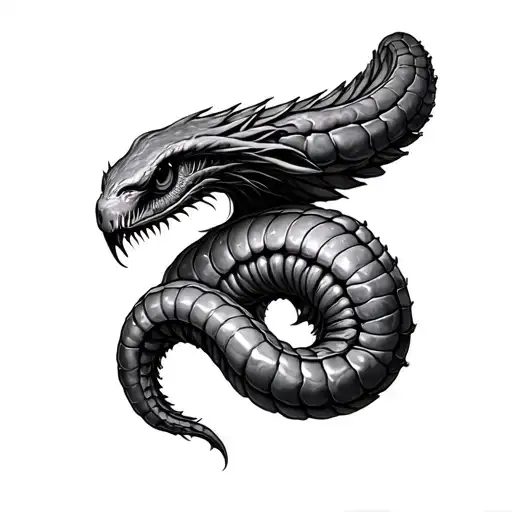 Dune worm bio mechanical tattoo design idea