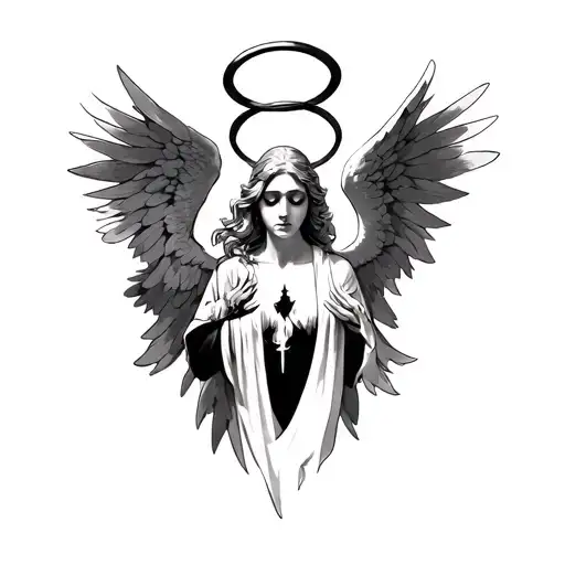 seraphim angel with halo neck tattoo tattoo design idea