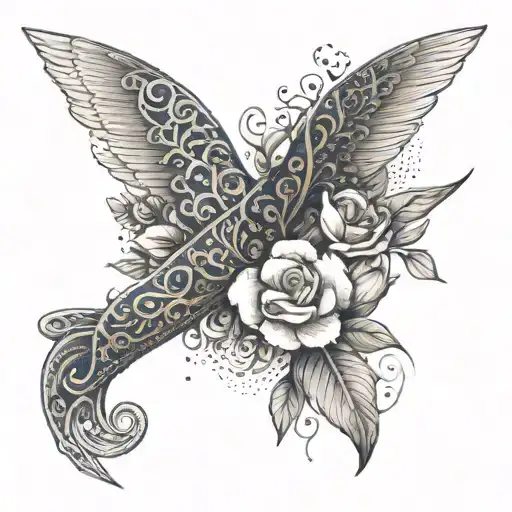 A delicate floral arrangement with the name 'Tavion' subtly woven into the design tattoo design idea