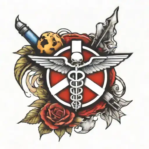 combat medic badge surrounded tattoo design idea
